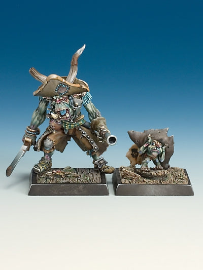 Freebooter's Fate Malo Gordab und Bajo (Goblin-Piraten) – unbemalte Tabletop-Miniatur