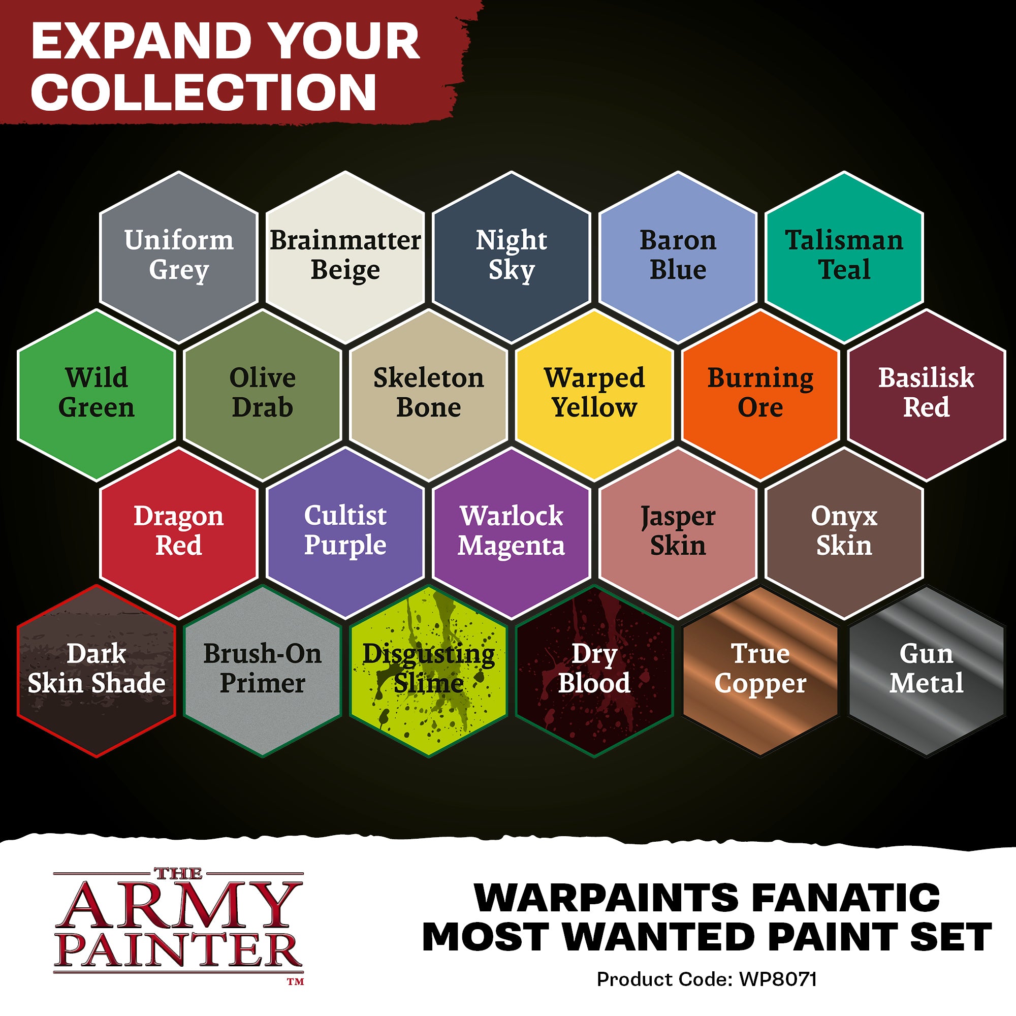 The Army Painter | Warpaints Fanatic Most Wanted Paint Set (22x18mL)