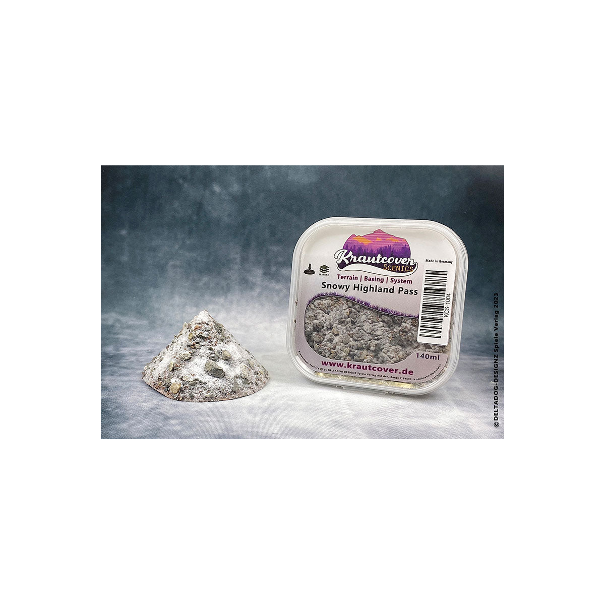 Krautcover Snowy Highland Pass Basecover (140ml) – Schnee-Basing-Material für Tabletop-Bases